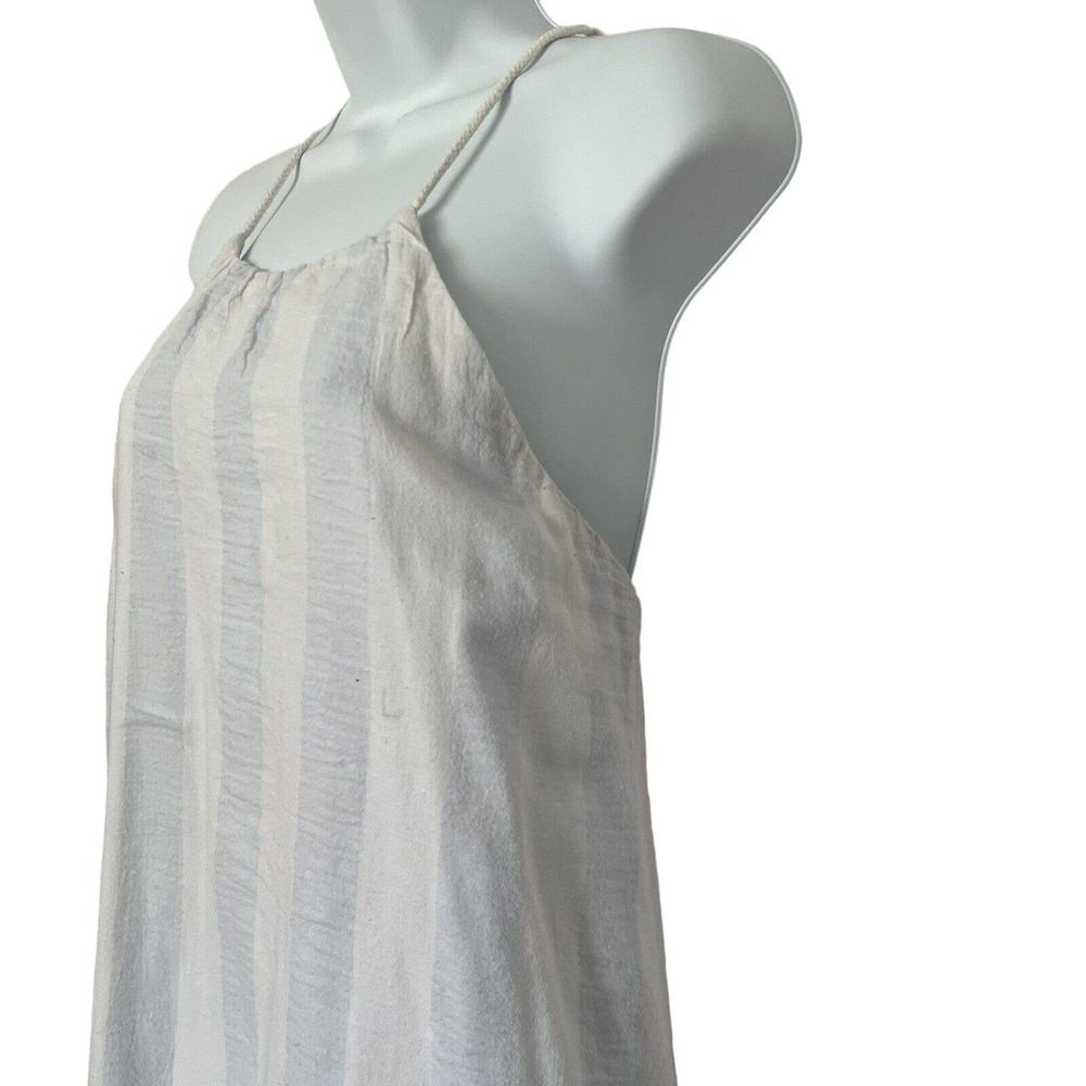 🌵 Mustard Seed Blue & White Striped Ruffled Lined Backless Halter Dress - Small - Picture 3 of 7